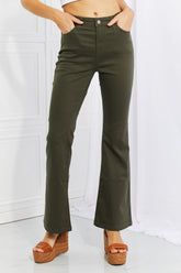 Jean bootcut taille haute Clementine en olive foncé